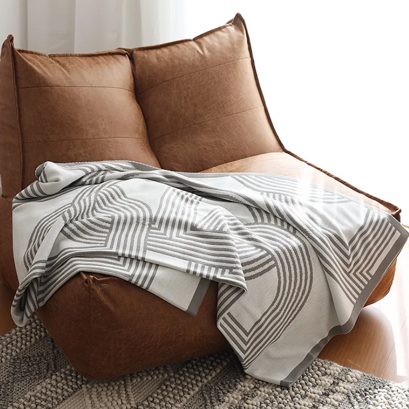 Мягкое вязаное одеяло цвета хаки серое покрывало современное геометрическое