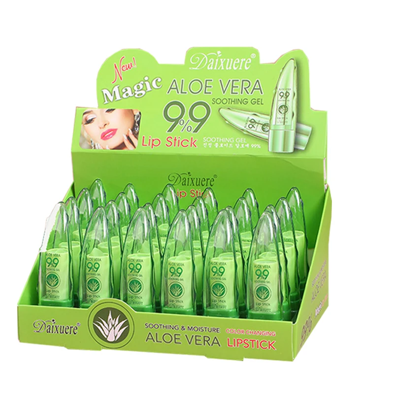 

24Pcs Aloe Vera Lip Balm Magic Lipstick Temperature Change Lasting Beauty Lip Mask Care Makeup Cosmetics Moisturizing Lip Tints