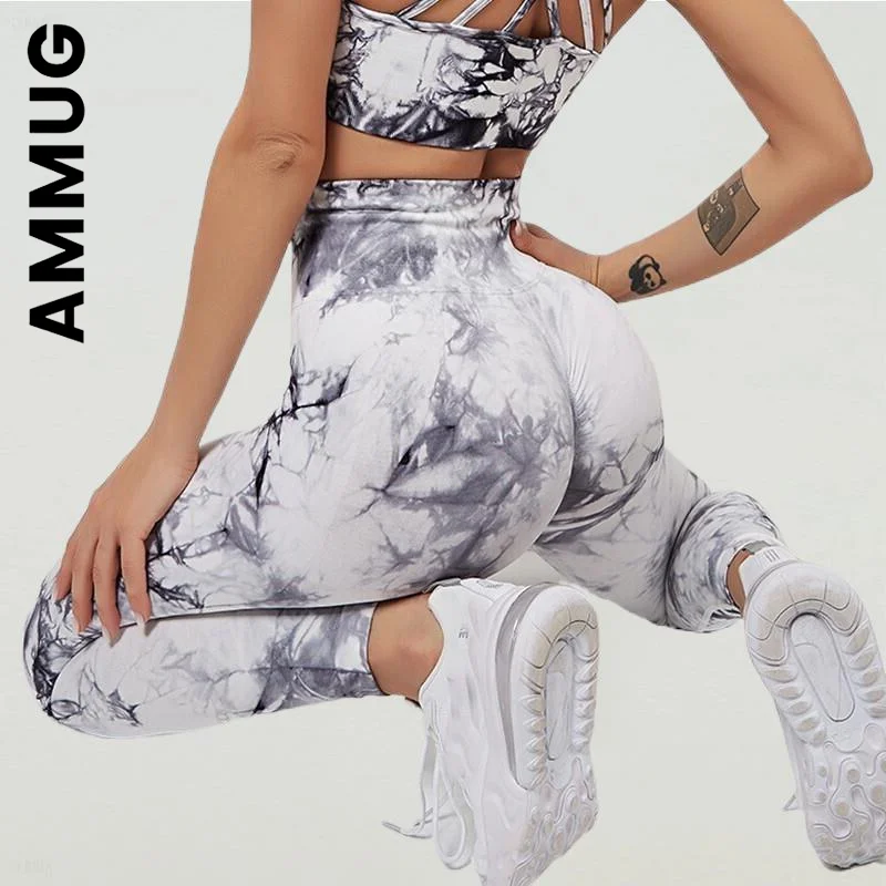 

Ammug Fashion Dye Push Up Yoga Pants Fitness Leggings Women Sporty Workout Leggings Gym Clothing Yoga Pants Women Female