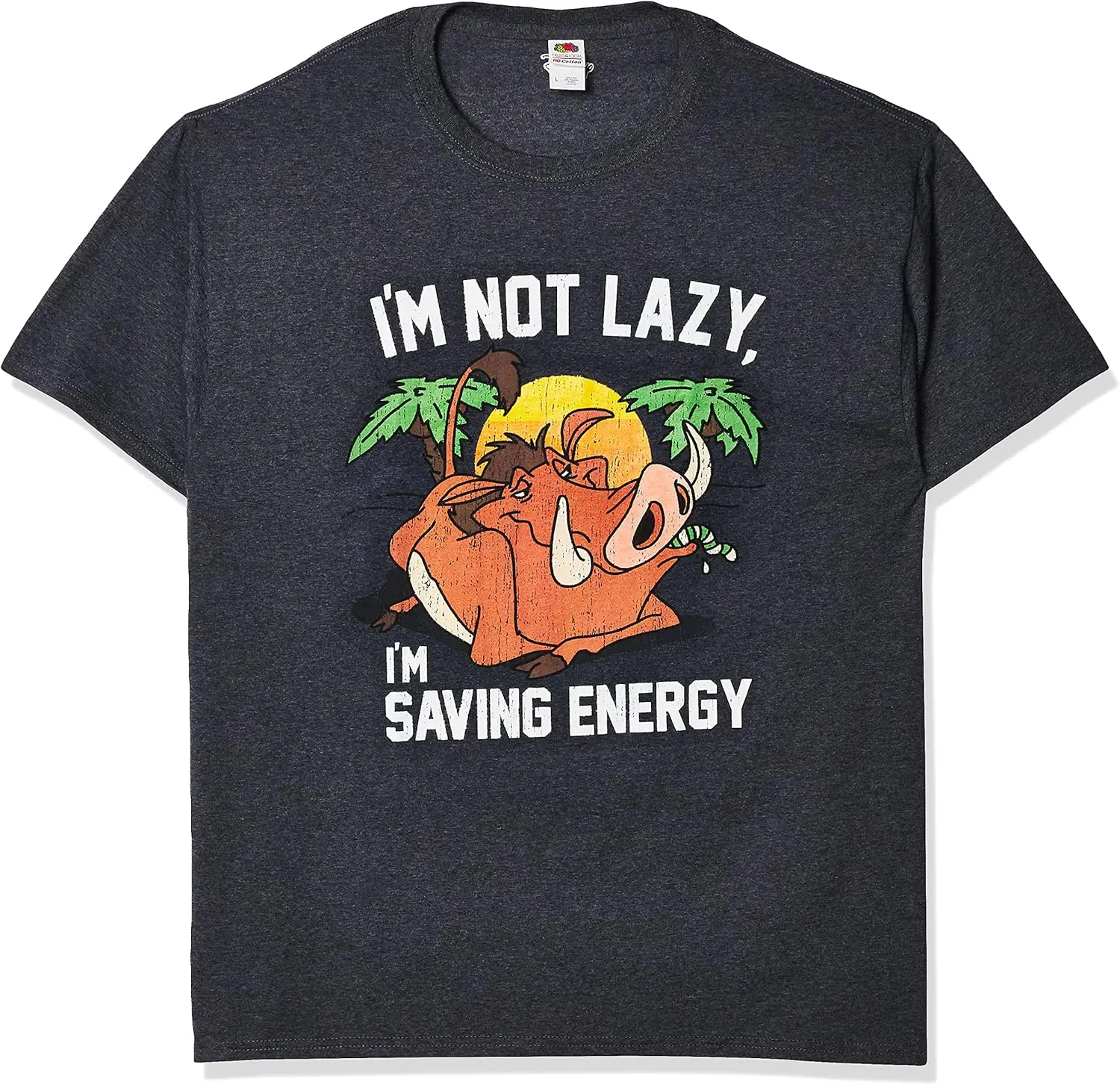 Мужская футболка с рисунком Король Лев Pumba Not Lazy Saving Energy