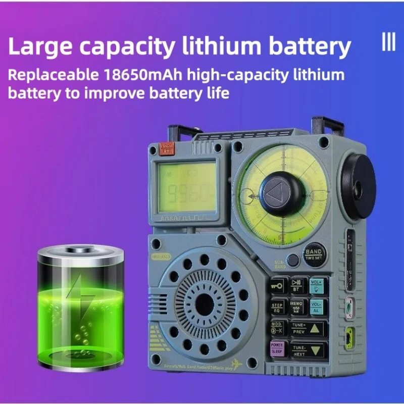 Фото Портативное многодиапазонное радио A320 FM MW SW VHF с Bluetooth 5.0, динамиком, авиационным и морским диапазонами, поддержкой TF-карты и AUX №5