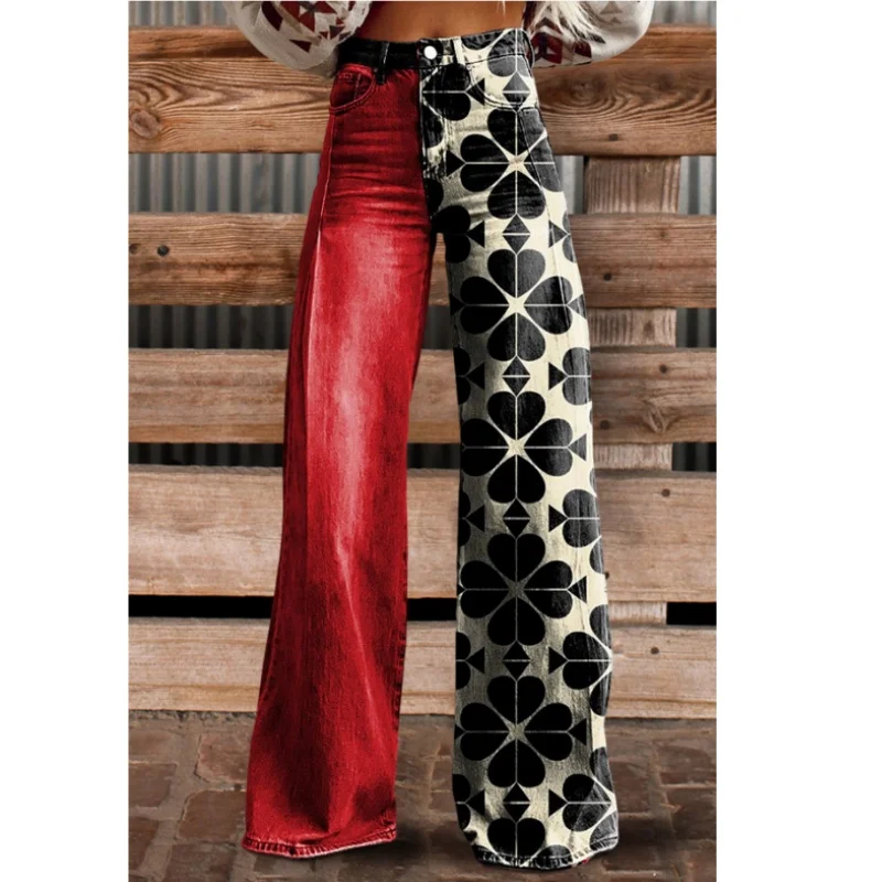 Популярные женские джинсы в стиле ретро с 3D-принтом. Удобные облегающие