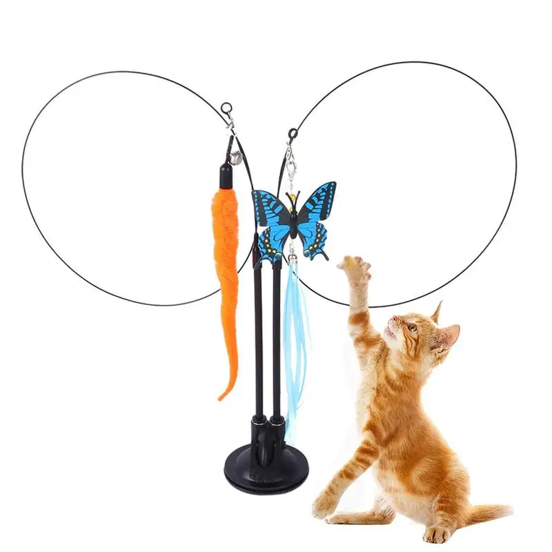 

Cat Teaser Tools Kitten Teasing Wand Toy Portable Cat Teaser Developmental Toys Indoor Interactive Cat Teaser Wand For Kittens