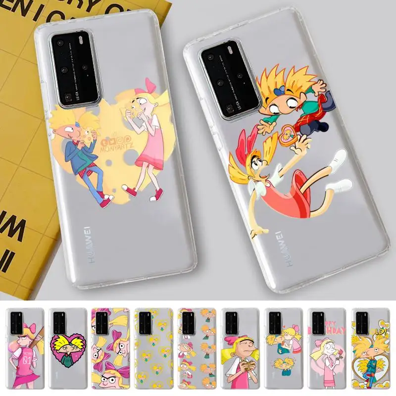 

H-Hey Arnold Phone Case for Samsung A51 A52 A71 A12 for Redmi 7 9 9A for Huawei Honor8X 10i Clear Case