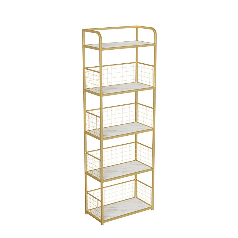 Bookcase on the floor, household iron, multi-layer storage, living room, simple small bookcase, storage rack, metal storage rack