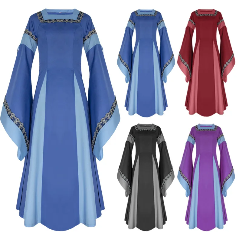 

Renaissance Women's Medieval Clothing Irish Long Dress Victoria Retro Halloween