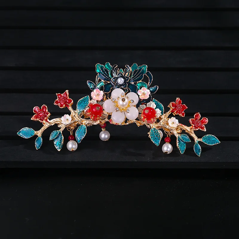 Винтажная заколка Hanfu с кисточками для косплея женский красный цветочный