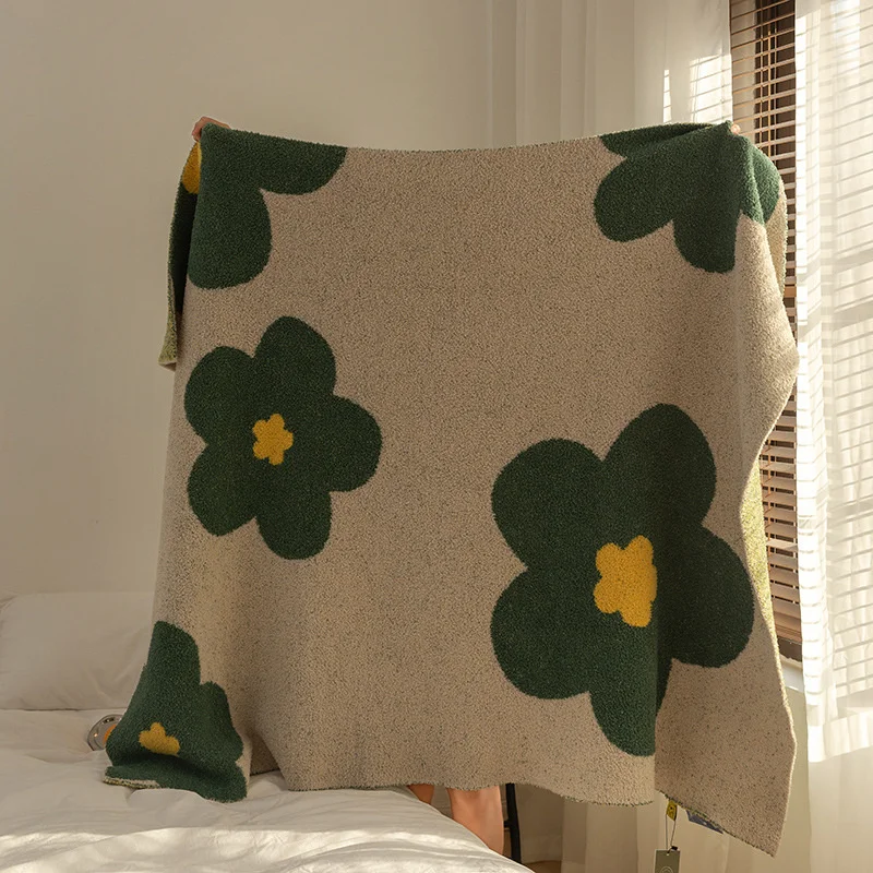 

Kawaii Nordic Floral Pattern Blanket for Beds Sofa Fleece Throw Blanket Winter Bedclothes Bedspread Plush Cashmere Blanket