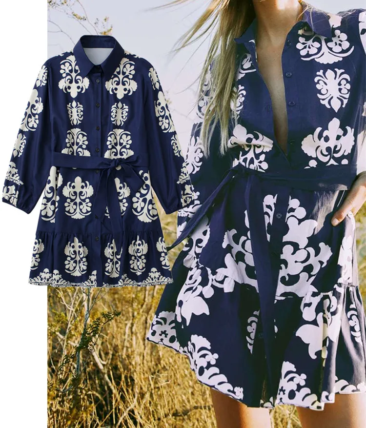 

2022 Summer Women With Belt Elegant Single Breasted Shirt Dress Long Sleeve Female Causal A-line Loose Outfit платье летнее