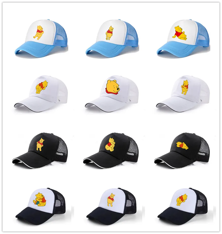 

New Disney Kids Baseball Cap Hip Hop Hat Sun Hat Winnie The Pooh Size Adjustable Sports Christmas Outdoor Mesh Breathable Gift