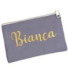 Косметичка, Холщовая Сумка, сумки на молнии, индивидуальная Женская Холщовая Сумка с именем подружки невесты, подарки для свадебной вечеринки