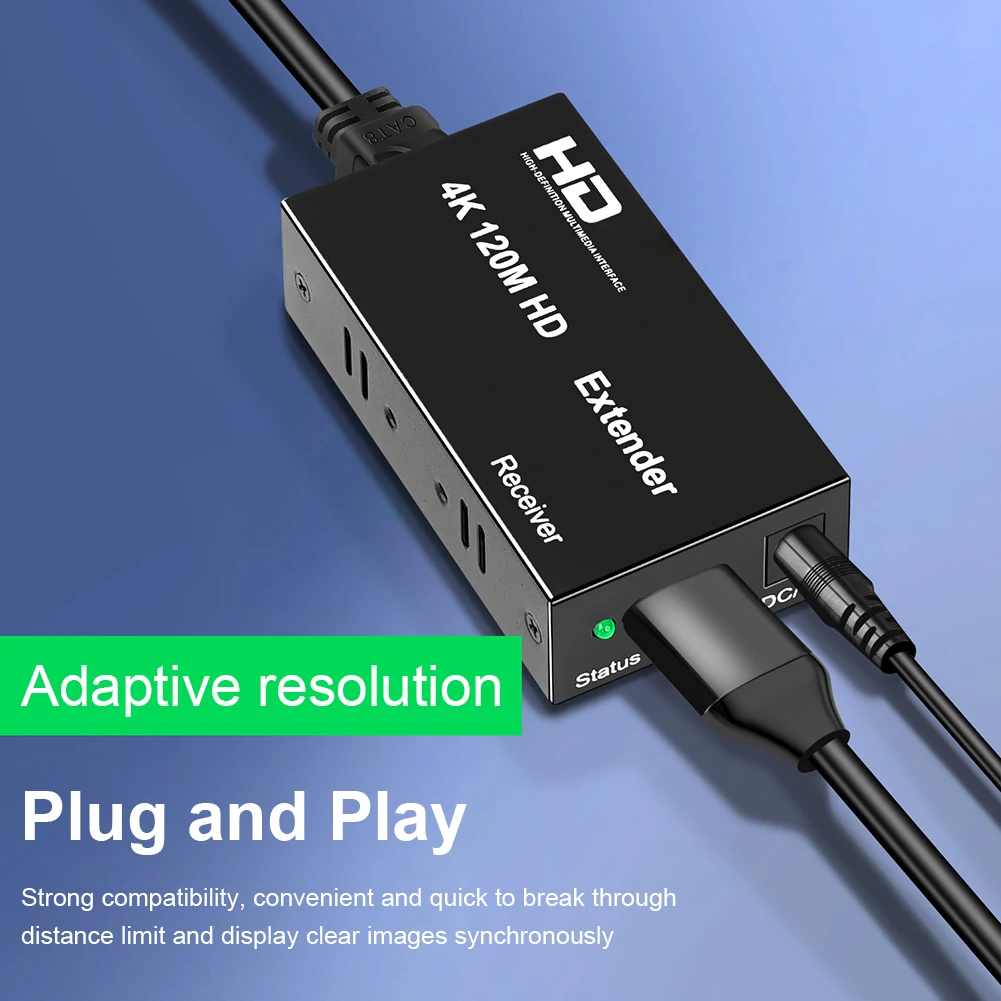 

Удлинитель совместимый с HDMI Cat5/6 4K, 10,2 Гбит/с, 120 м