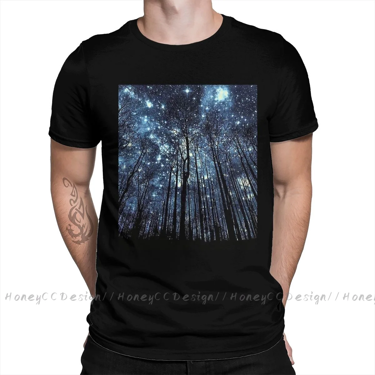 Fashion Black Hole Science Men Clothing A Sky Full Of Stars Graphic T-Shirt Summer O Neck Shirt Short Sleeve Plus Size