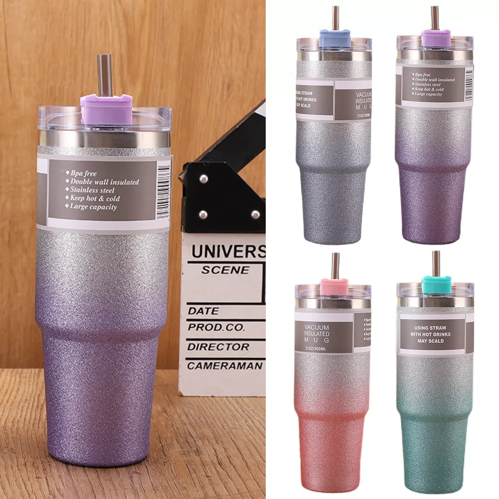 NEW2023 Stainless Steel Straw Vacuum Insulated Mug Travel Insulated Kettles Straw Vacuum Insulated Mug Outdoor Travel Drinking E