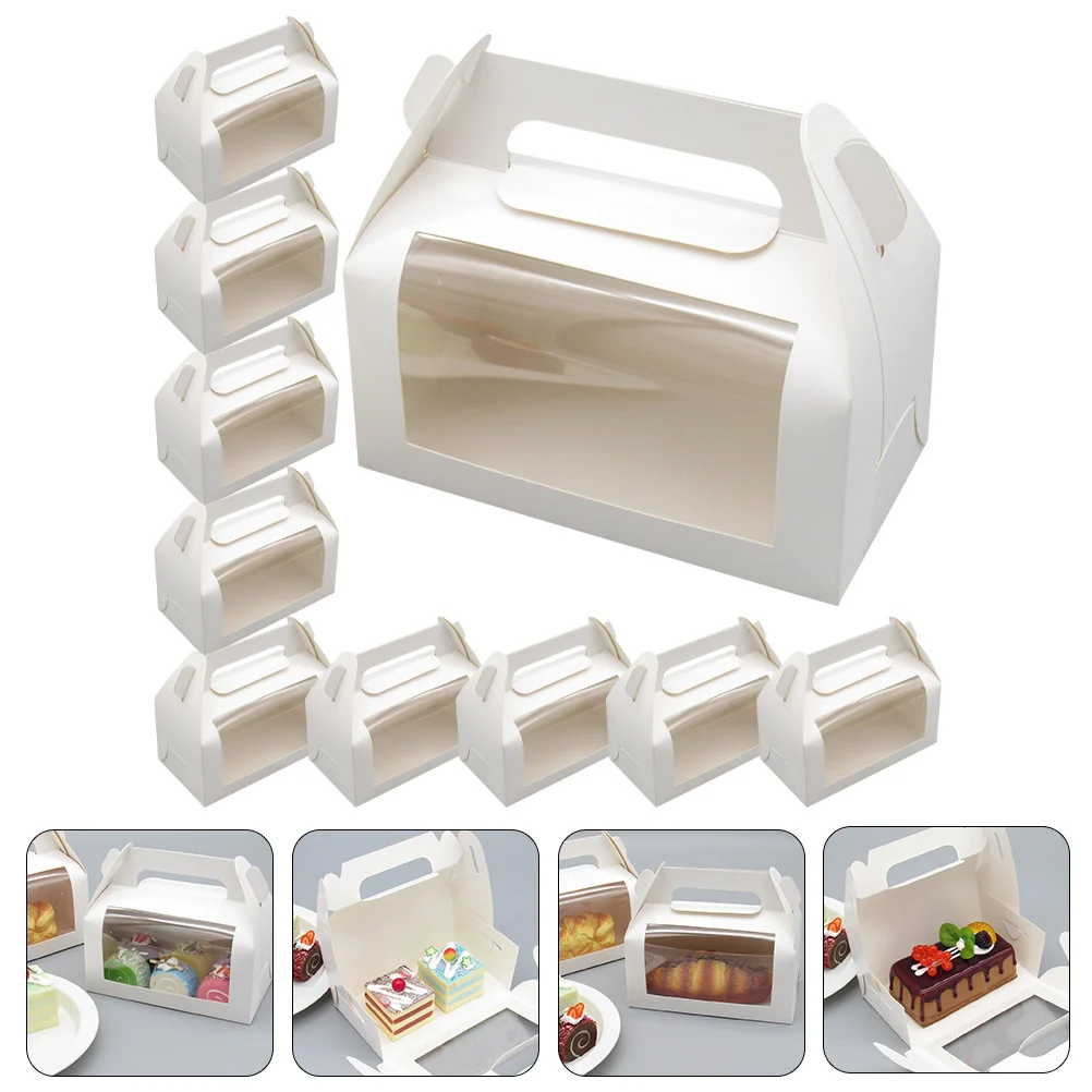 

10Pcs Birthday Party Boxes Window Packaging Cake Storage Cake Carriers For Transport for Dessert Daily Cake Home