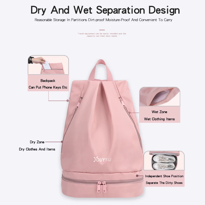 Waterproof Sports Outdoor Gym Bags Multifunction Dry Wet Separation Bags Travel Fitness Training Yoga Backpack With Shoes Bags