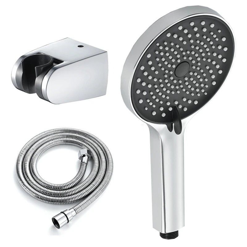 

Bathroom Handheld ABS Shower Head With 1.5M Shower Hose And ABS Shower Holder Wall Mounted Shower Set