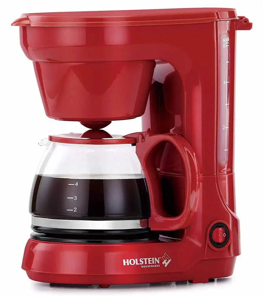 

5-Cup Compact Coffee Maker, Red - Convenient and User Friendly with Auto Pause and Serve Functions