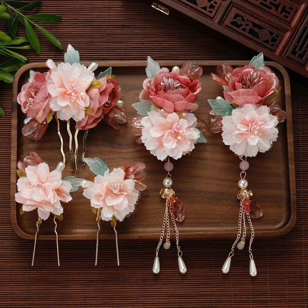 Набор заколок для волос в китайском стиле с кисточками серьги булочек палочка Hanfu