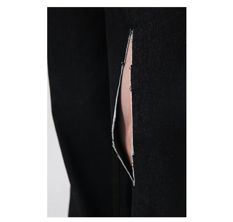 Four Seasons Trousers Korean Version Straight Cut Hole Design Sense Ins Jeans Men's Popular Streetwear Ins Hot Sale Men Clothing