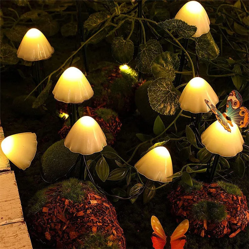 Solar Power Cute Mushroom Fairy Light Garlands Garden Lighting Decoration Yard Christmas Eve Waterproof Lamp Solar Outdoor Light