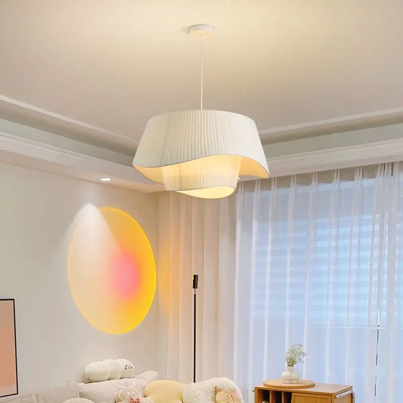 

Chandelier Room Decor Modern White Cloth Living Dining Led Art Pendant Lamp Light Bedroom Hanging Home Lighting Luminaire nordic