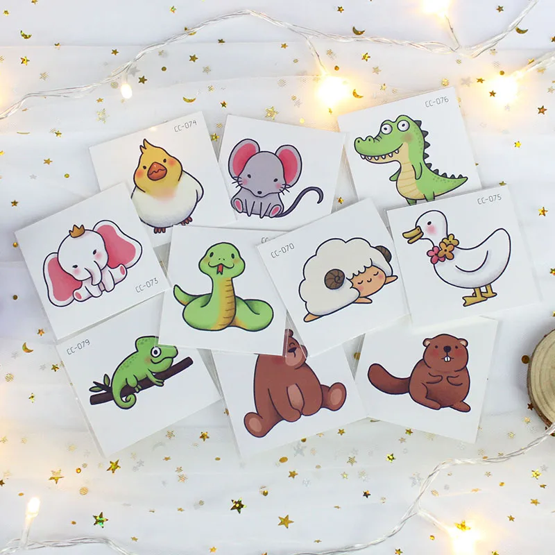 VeeCharm-милые временные тату-наклейки с животными для детей и девочек утка слон Сова