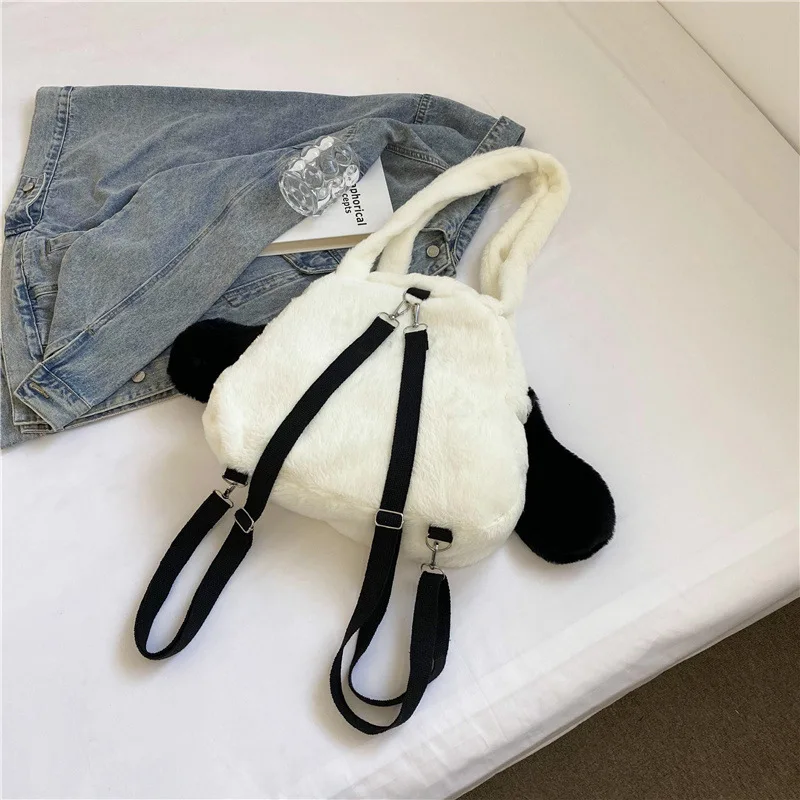 Плюшевая Сумка-тоут для женщин милый рюкзак вместительная сумочка на плечо