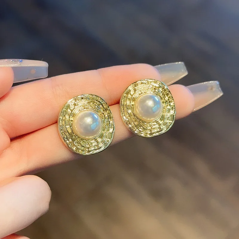 Новые трендовые овальные серьги-гвоздики с жемчугом для женщин корейские модные