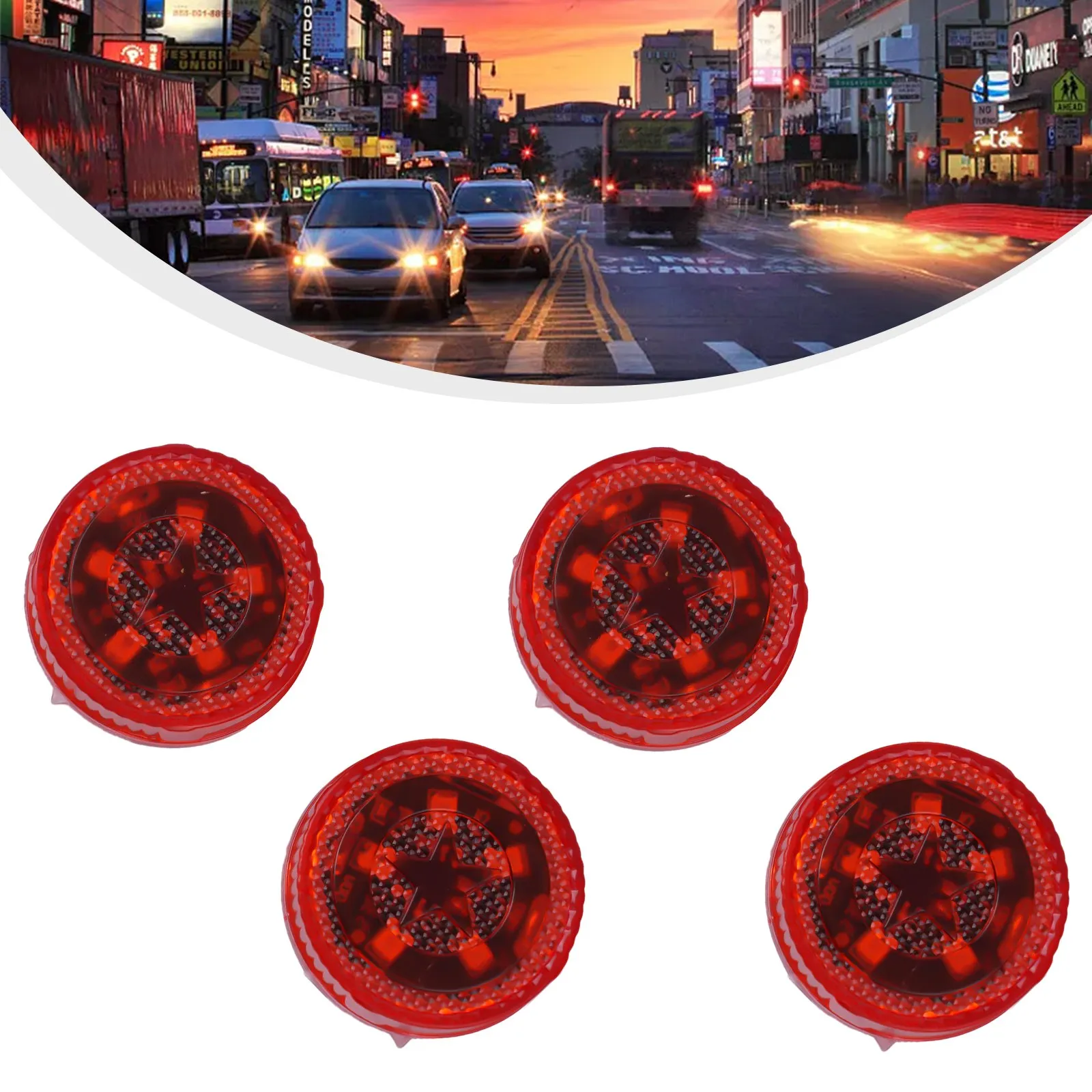 

4 Pcs/Set 3V Universal Car Wireless Car 5-LED Door Opened Signal Red Light Safety 5W 0.1-0.15A Powered By Button Battery