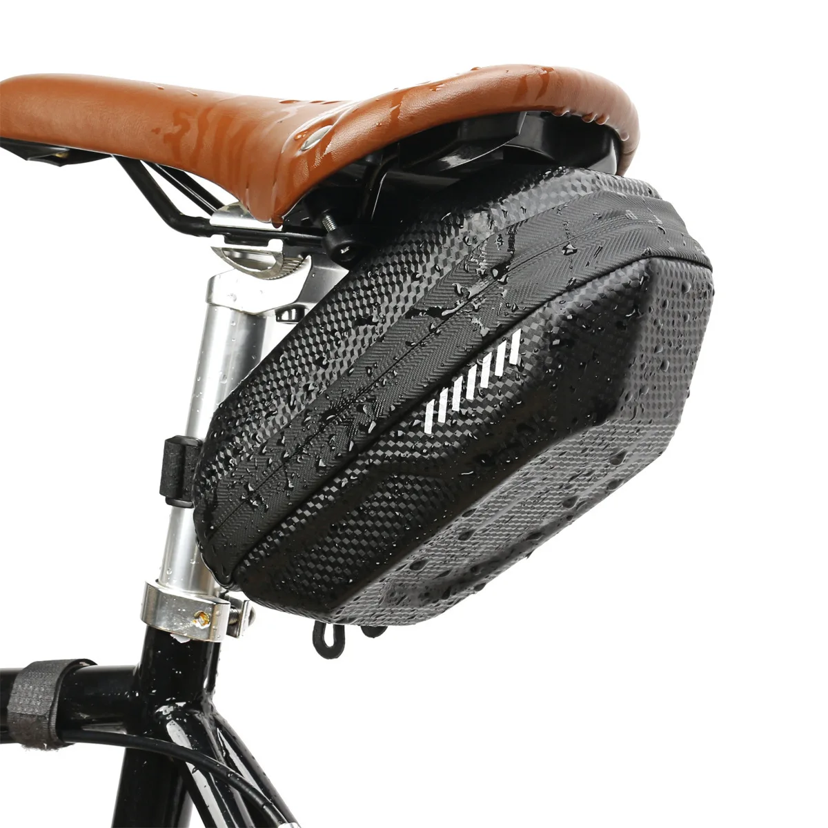 Carbon-Patterned Waterproof Tail Bag Bicycle Eva Large-Capacity Hard Shell Saddle Car Seat Tail Bag Riding Equipment