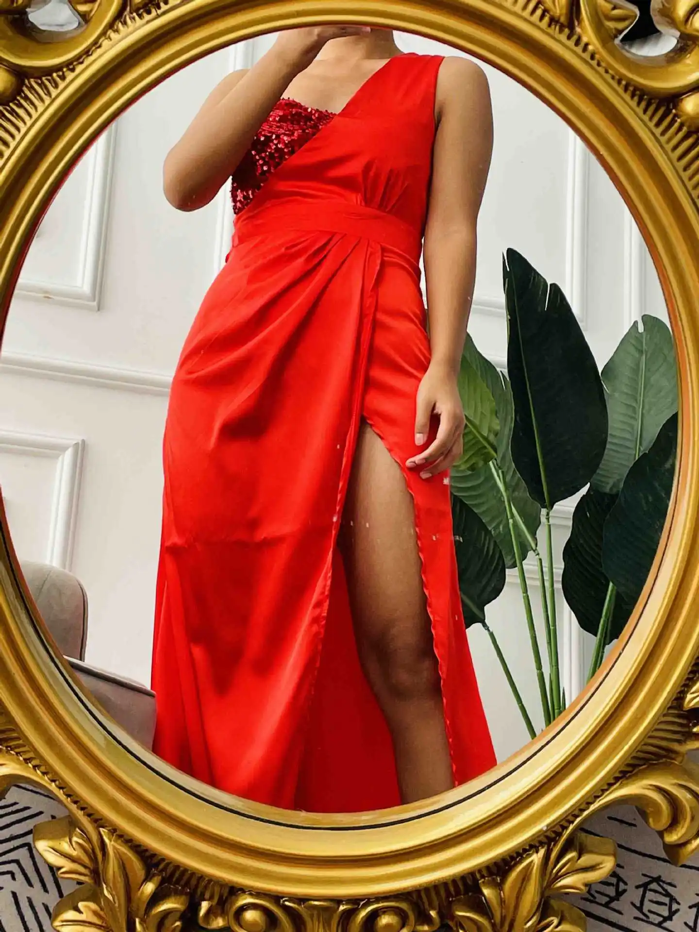 2023 new in Women Elegant Formal Dress Sexy Long Sequins Deep V-neck Prom Evening dresses One Shoulder Split quinceanera Dress