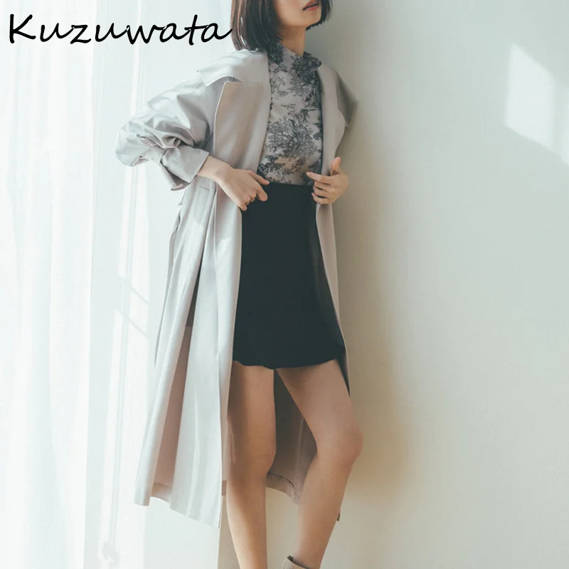 Kuzuwata 2022 Японский новый стиль женские пальто однотонная жемчужная текстура