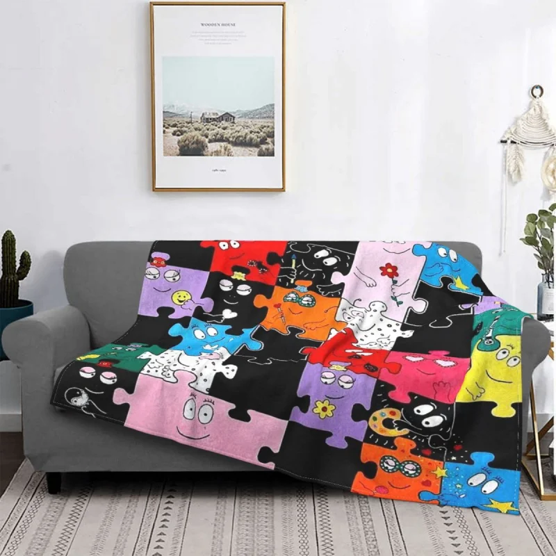 

Barbapapa Anime Plaid Blanket Velvet All Season Child Animation Multifunction Super Soft Throw Blanket for Sofa Bedroom Quilt