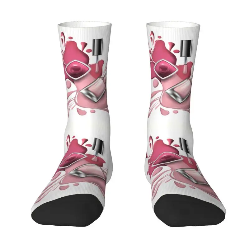 

Fashion Nail Polish Cosmetics Mens Crew Socks Unisex Fashion 3D Printed Manicurist Dress Socks
