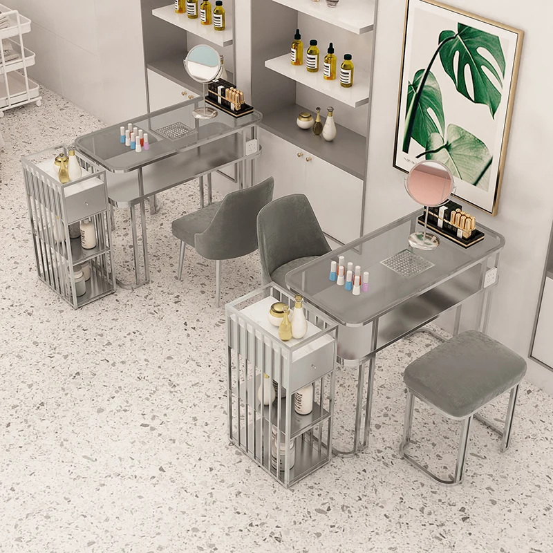 Современный роскошный стеклянный маникюрный столик туалетный профессиональный