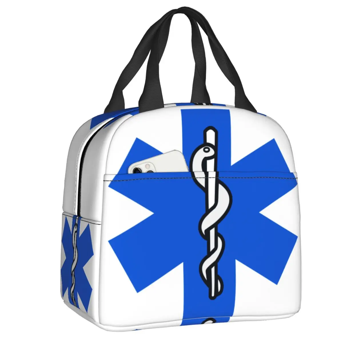 Emt Star Of Life Insulated Lunch Bags Women Paramedic Doctor Ambulance Resuable Thermal Cooler Bento Box Kids School Children