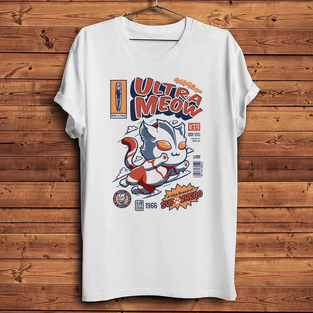 Забавная аниме забавная футболка Meow Neko Tokusatsu с котом манга Мужская Повседневная