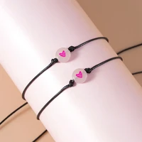 2pcsset luminous bracelets love lucky beads friendship couple bracelet simple adjustable hand rope braid rope bracelet