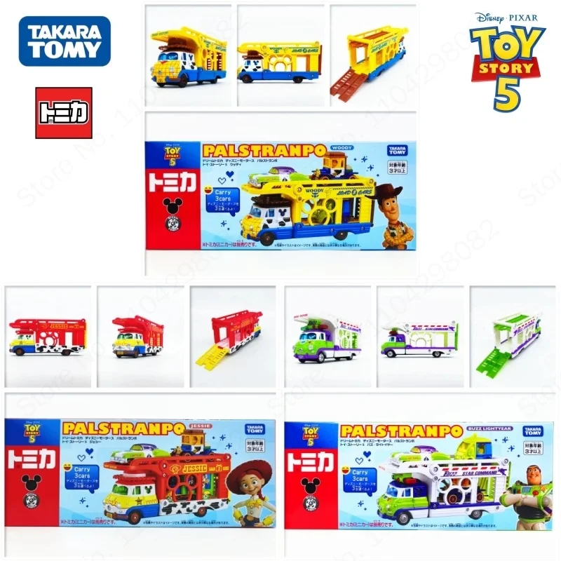 Фото Коллекционная модель автомобиля Takara Tomy Tomica Disney Toy Story 5 Pals Transporter: Вуди, Джесси, Базз Лайтер, литая под давлением из сплава, игрушка-подарок №1