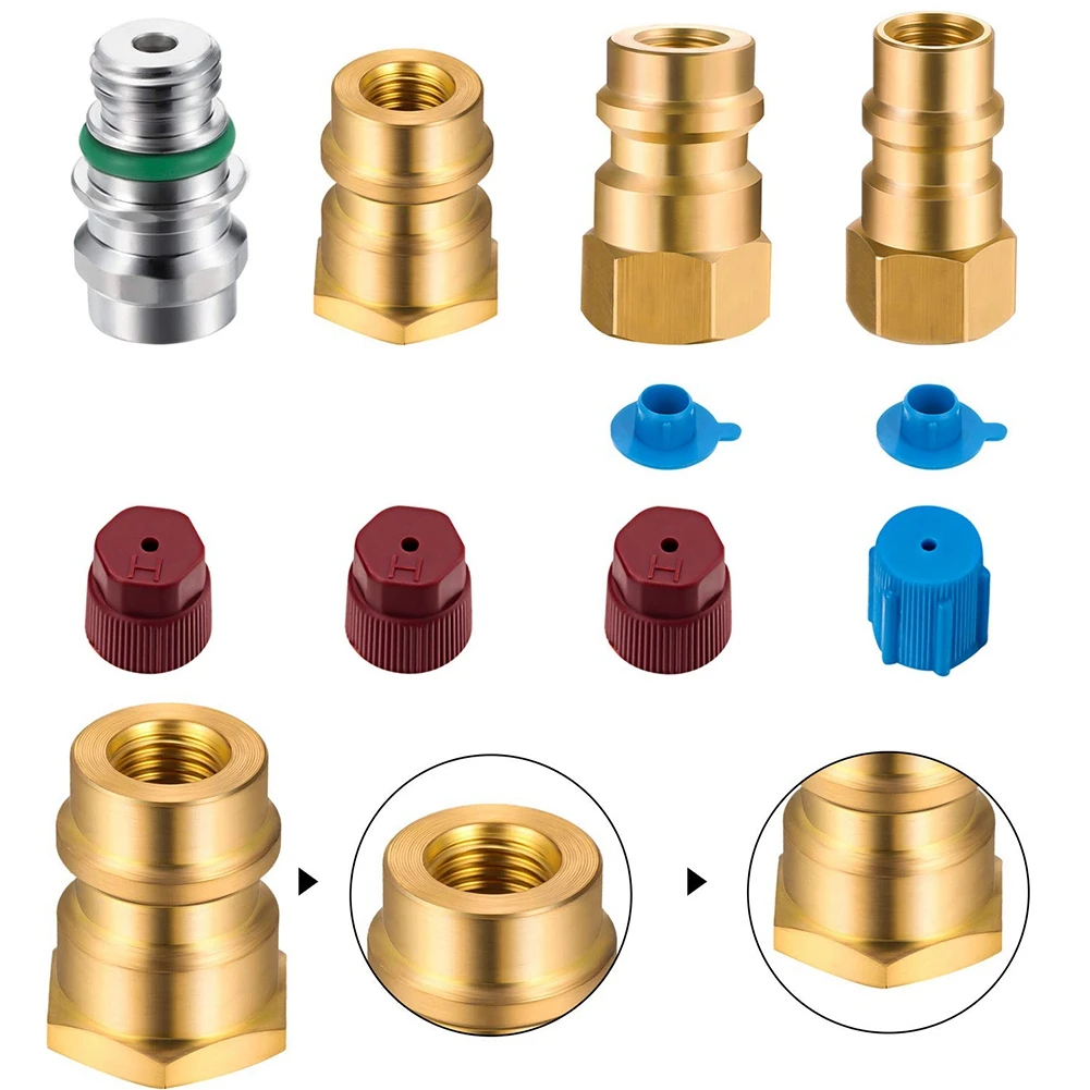 

4pcs Car Auto A/C R12 To R134a Low/High Side Retrofit Conversion Adapter Fitting System Cap Valve 1/4 SAE Port Parts
