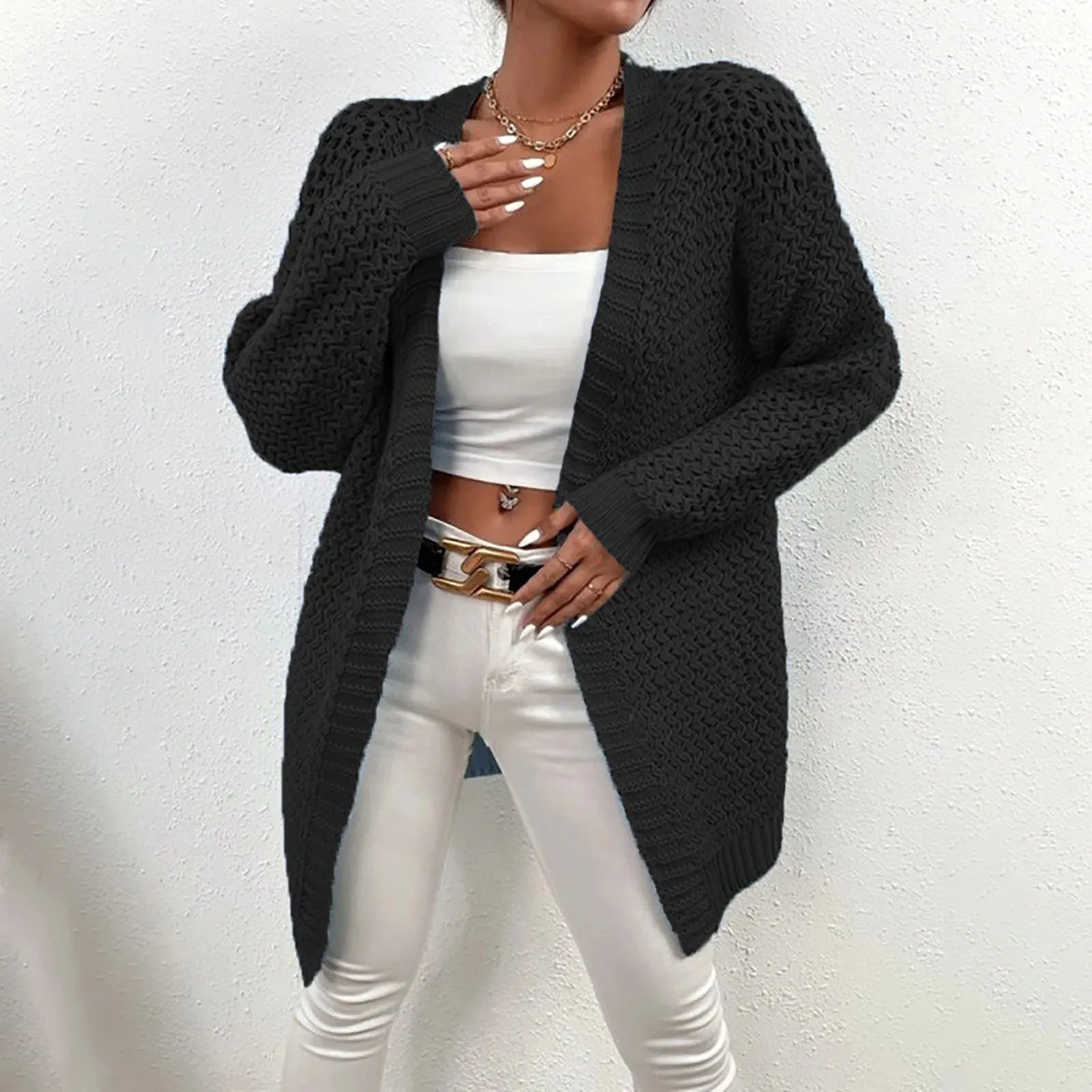 

Women's Autumn Winter Off Shoulder Sweater Slim Knit Cardigan Cardigan Work Wear Loose Casual Woman Clothing