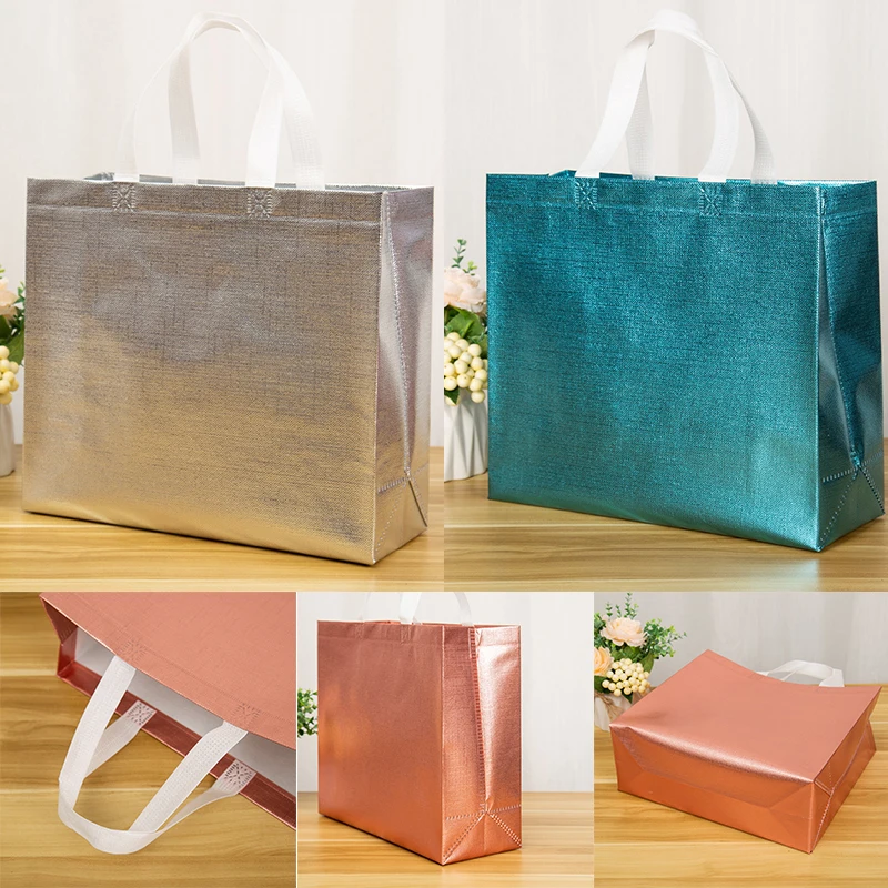 

Multi-use Gift Tote Bags Kids Birthday Party Favor Non-woven Treat Bags 3 Solid Color With Handle Shopping Bag DIY Gift Bag