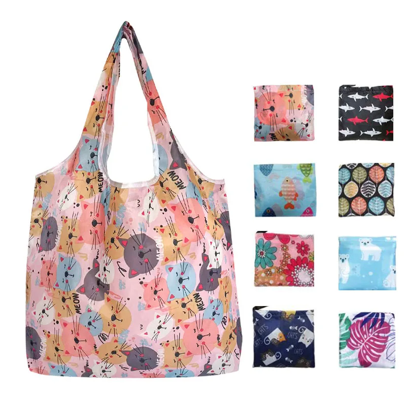 Сумка для покупок на плечо женская сумка-тоут с милыми рыбками кошками и