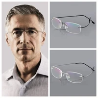 degree ultralight rectangular unisex eyeglass memory titanium rimless reading glasses