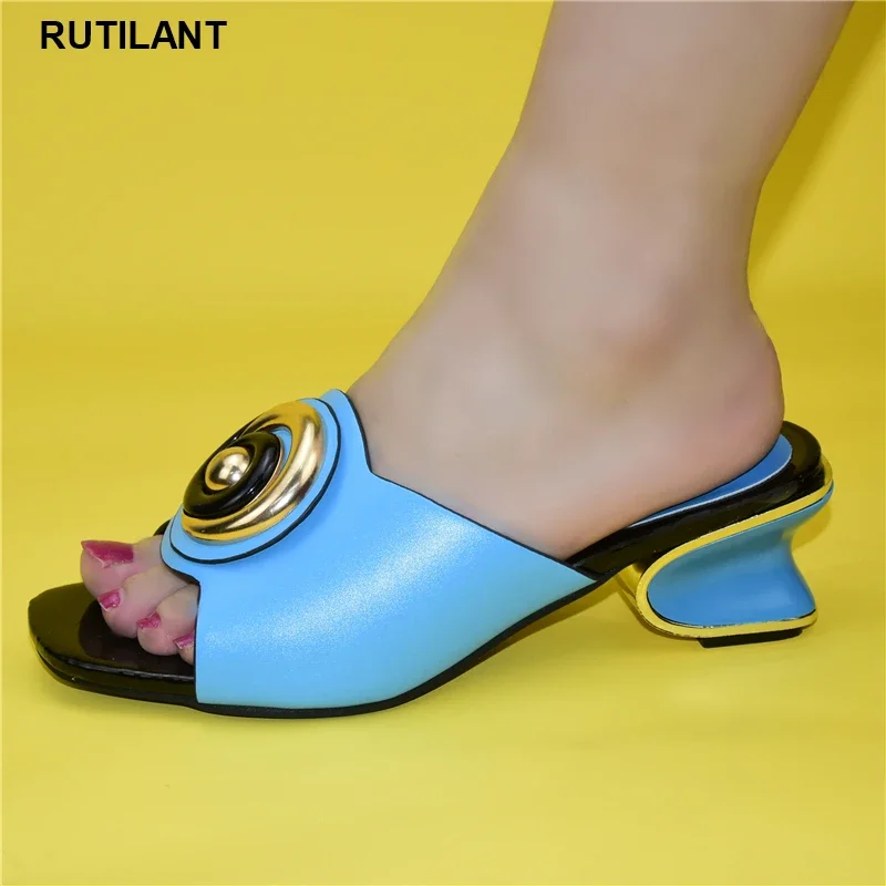 

Latest African Shoes Decorated with Rhinestone Luxury Sandals Women Itlian Women Wedding Shoes Slip on Shoes for Wedding Women