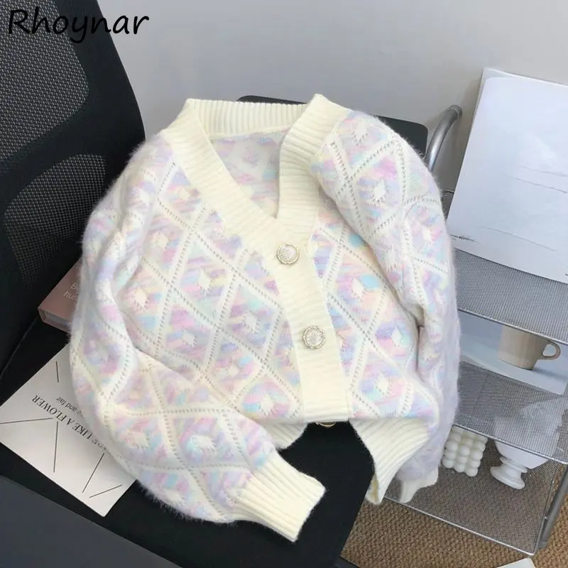 

Милые нежные стильные кардиганы для женщин, молодежные женские укороченные вязаные свитера с длинным рукавом, универсальные мягкие студенческие свитера, Новинка осени 2022
