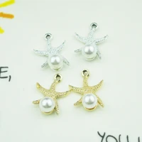 10pcslot starfish charms gold color tone ocean sea starfish connectors charm pendants with imitation pearl 1521mm