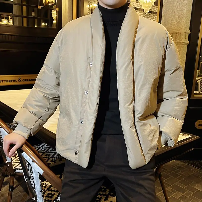 Autumn Winter Down Jacket Men Thick Warm Collarless Casual Parkas Fashion Social Duck Down Coats Streetwear Men Clothing 2022