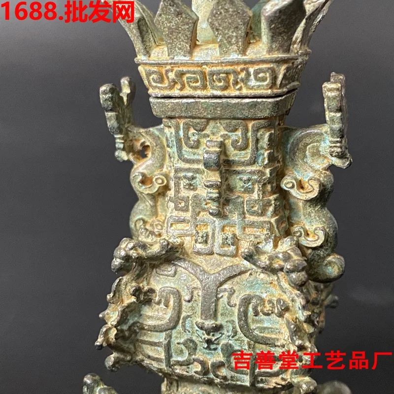 Антикварные весенние и осенние бронзовые лотосы журавлины Хань прямоугольные Ху